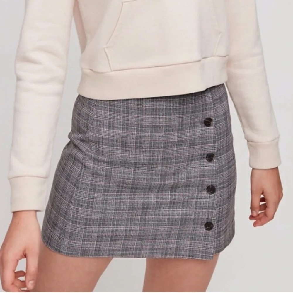 Aritzia Sunday Best Grey Yuri Plaid Skirt
